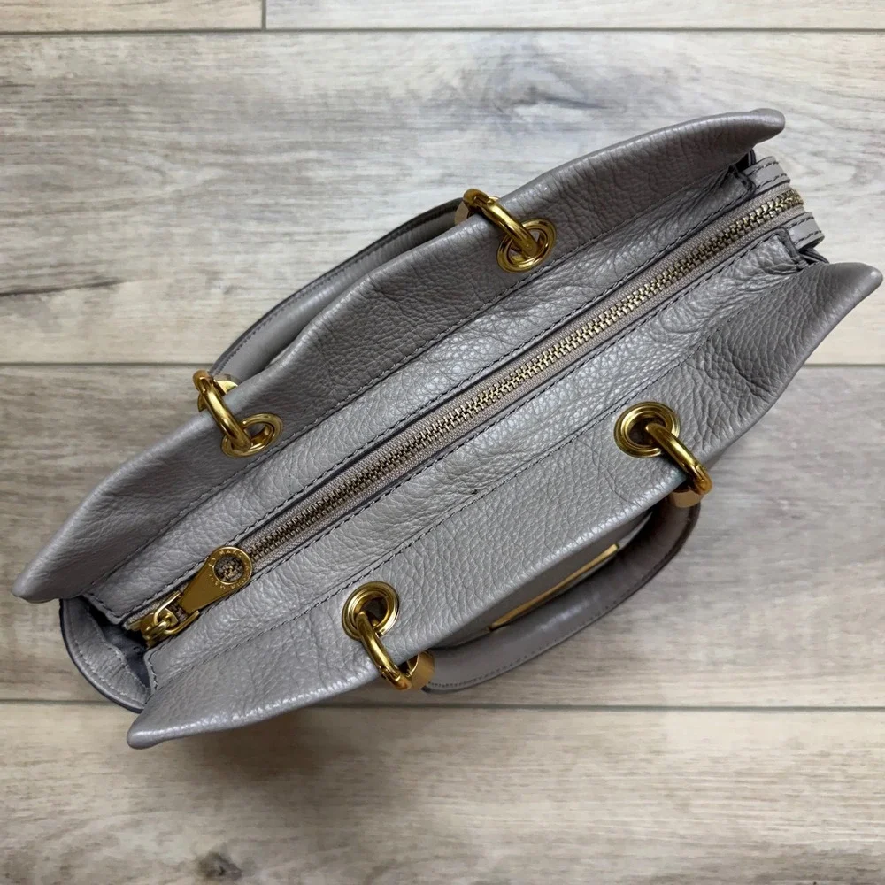 Marc by Marc Jacobs Too Hot To Handle Grey Gold Leather Satchel Handbag Purse - Picture 12 of 15